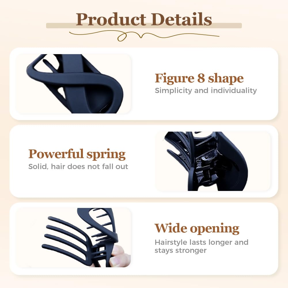 Flat Hair Clips for Women, Resin No-Slip Grip Styling Accessories with 8 Claw Teeth, Lightweight Comfort for Thick Thin Hair, Daily Use (A)