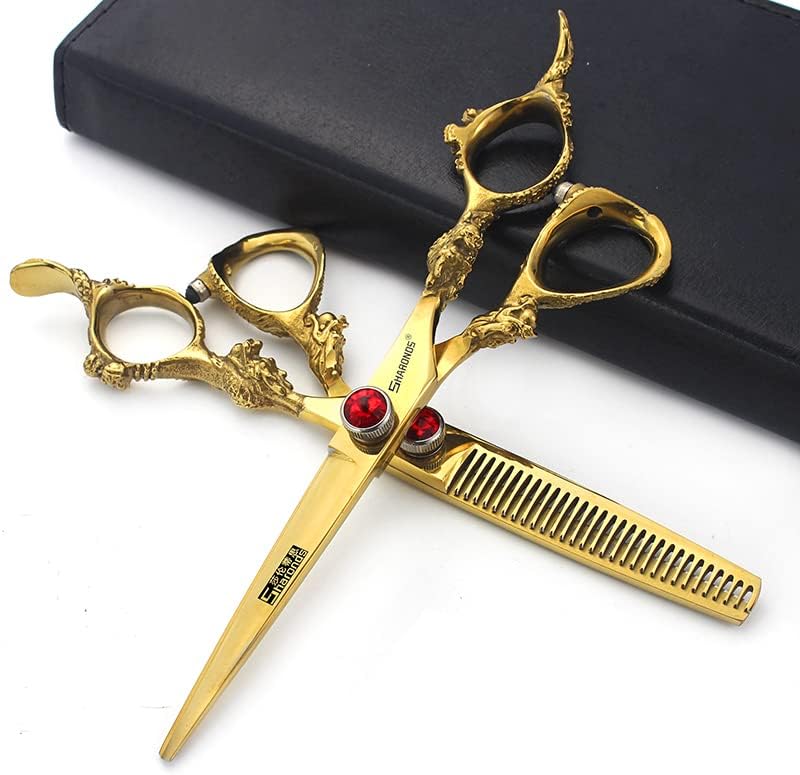 Professional Japanese Hair Scissors - 440C Stainless Steel/Rose Razor With Scissors Bag Gift (6-Inch 2pc-A)