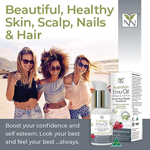 Y-Not Natural Ultra Pure Australian Emu Oil - Luxury Emu Oil 60 mL - Free Range Aboriginal Omega 3, 6 & 9 Infused with Rose Wardia - The Ultimate Moisturizer for Skin, Hair, Nails, and Scalp