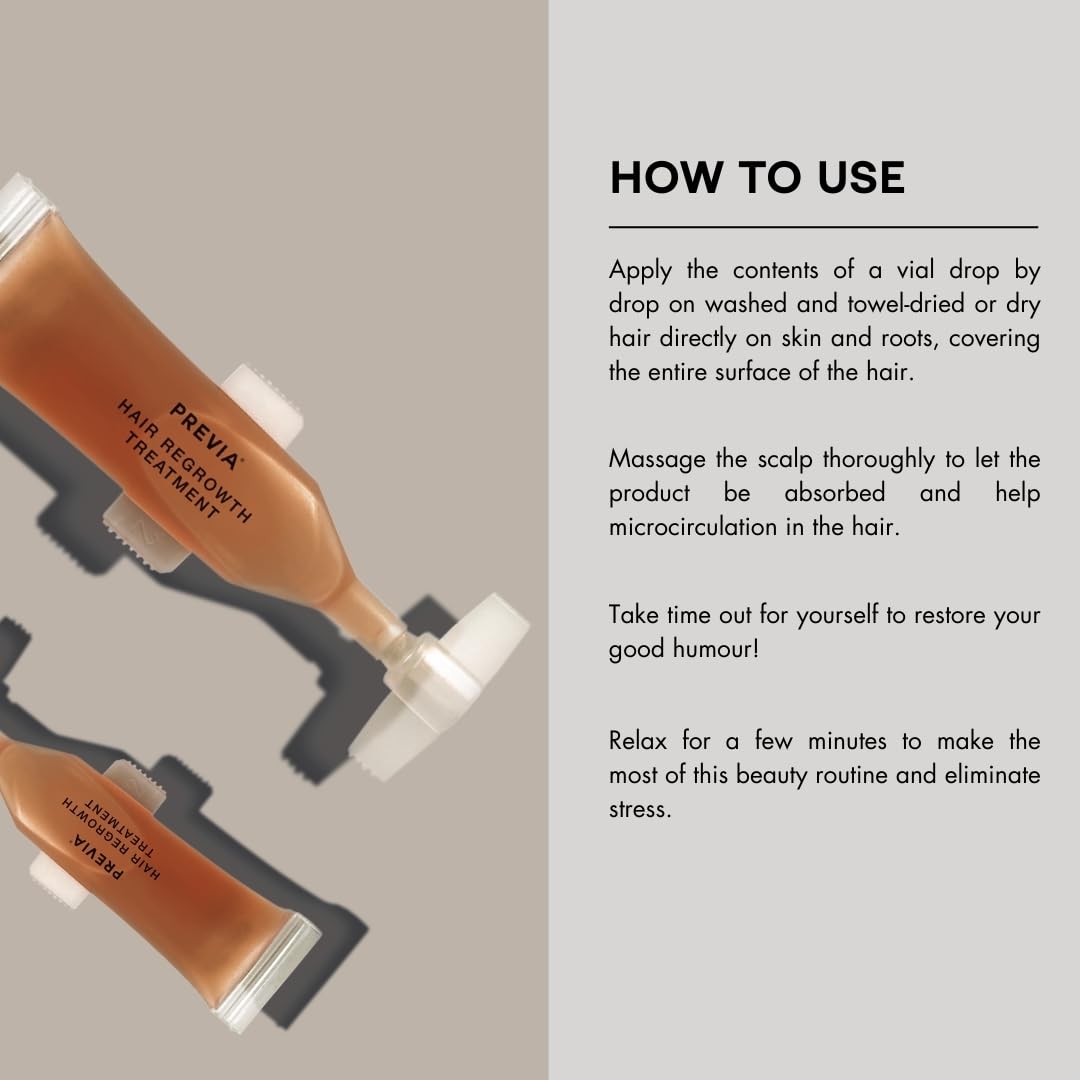 PREVIA Hair Regrowth Treatment | Formulated with Skullcap Extract, Soy & Wheat Germ | Clinically Proven Formula for Thicker & Stronger Hair | Pack of 3 (10x 0.10 Fl Oz)