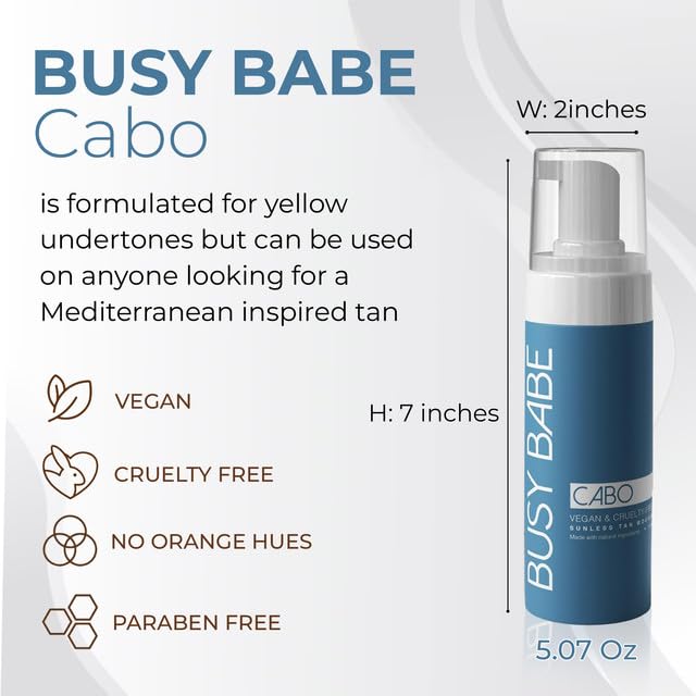CABO Tanning Mousse Self Tanner - Achieve a Gorgeous, Flawless Tan, Sun-Kissed Glow for All Skin Types and Tones, Sunless Tanning Mousse for Undertone (DARK BRONZE 200ml)