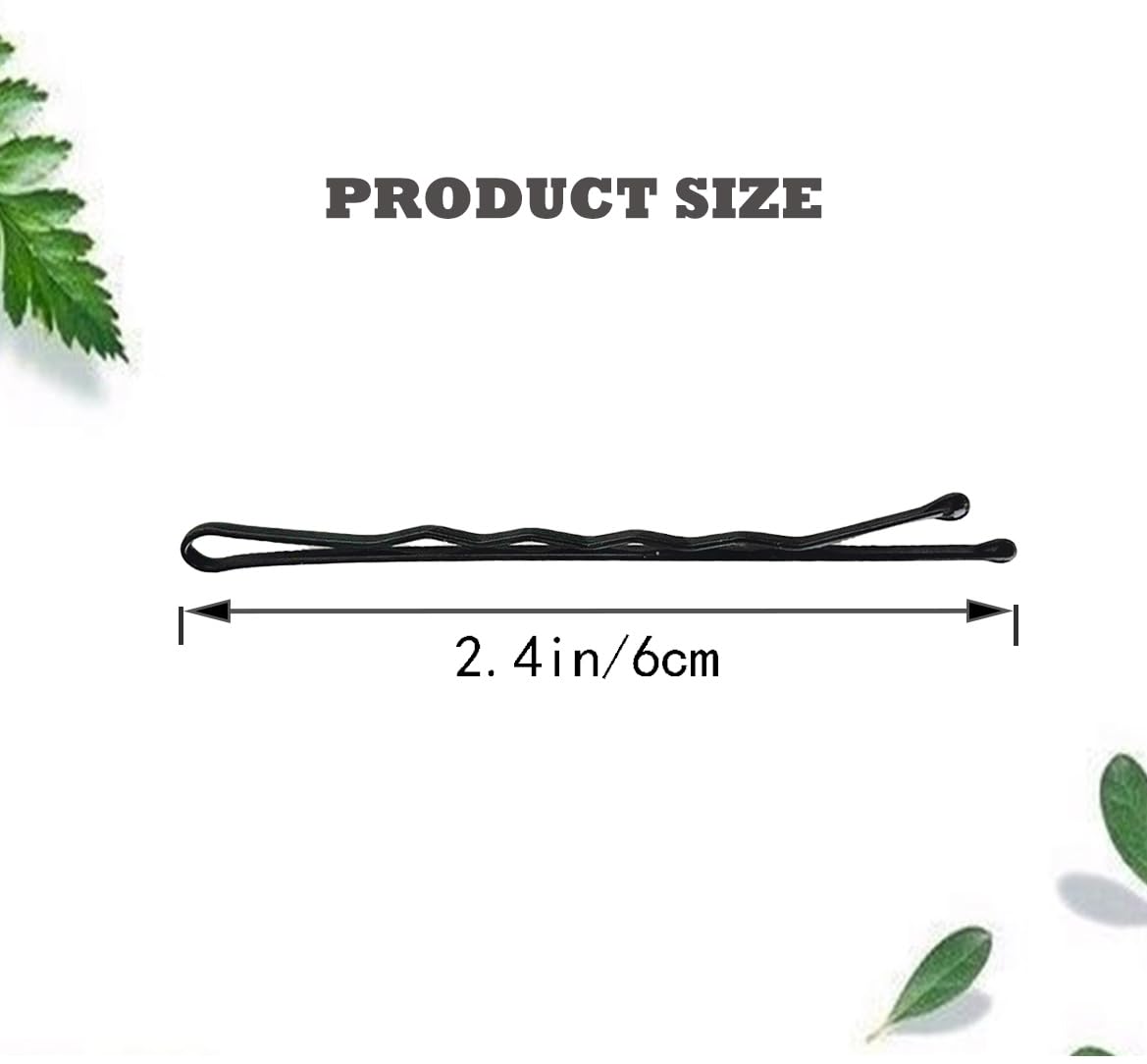 2.4 Inch Large Black Hair Bobby Pins Metal Clips Twisted Spiral Curved Ball Tips Non-slip Decorative Long Short Women Girls Nickel Free Hairdressing Wedding Accessories with Case 100 PCS