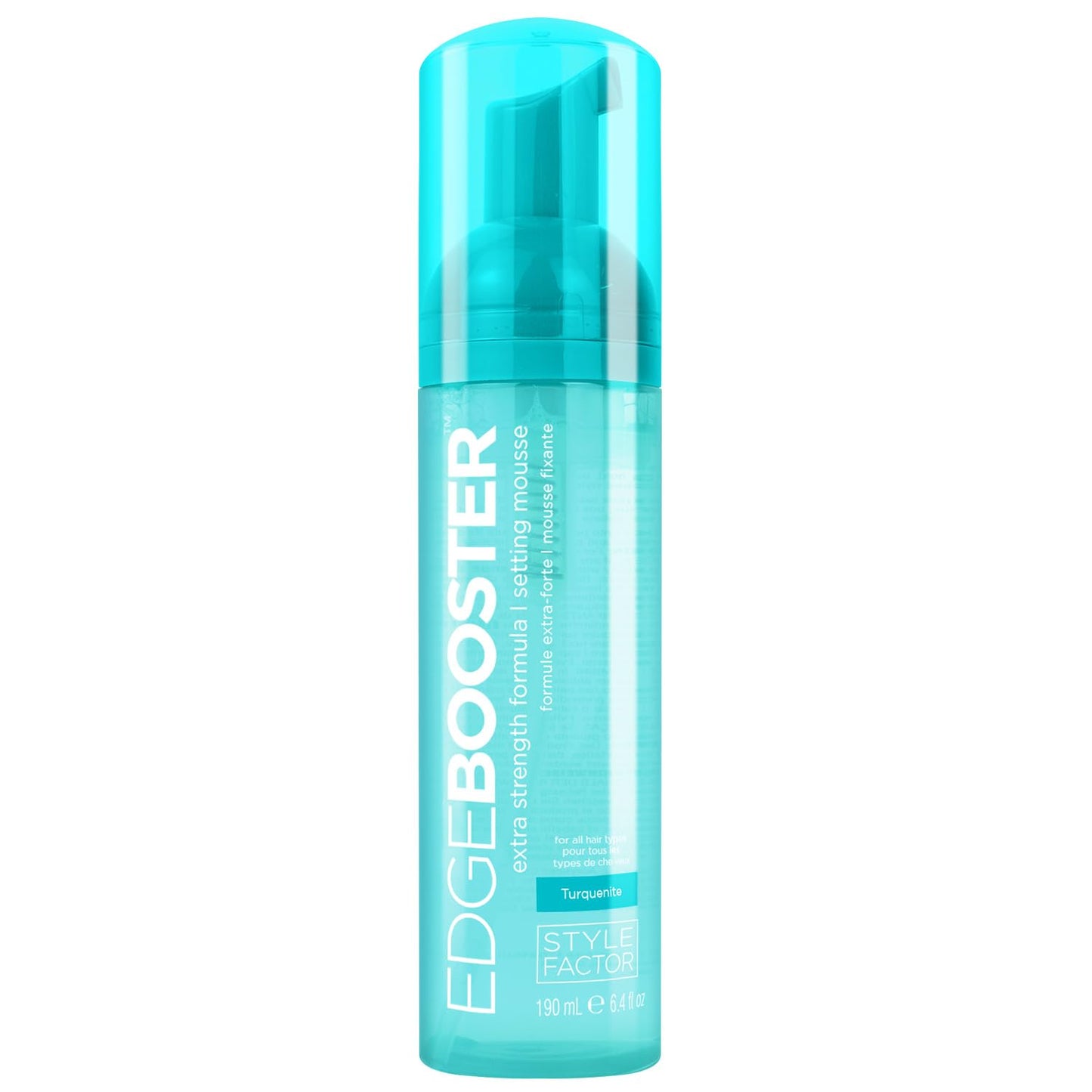 Style Factor EDGE BOOSTER Extra Strength Setting Mousse – Frizz Control, Extra Volume, and Conditioning – 6.4oz Turquenite Mousse for Curly Hair