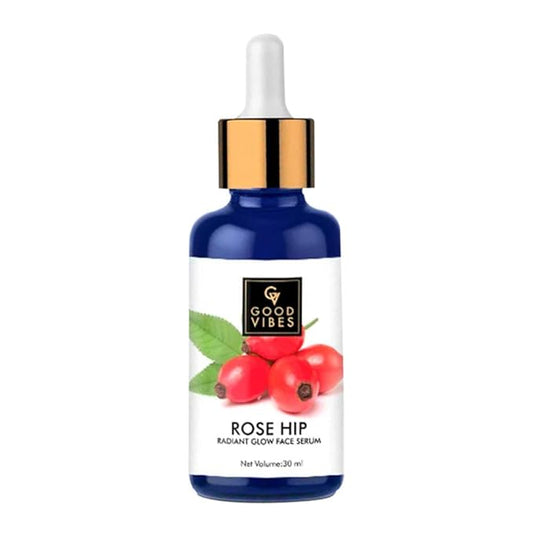 Good Vibes Rosehip Face Serum with Vitamin E | Hydrating Serum for Reducing Dark Circle & Spots | Ideal for Dry & Dehydrated Skin | 1.01 Fl Oz/30ml