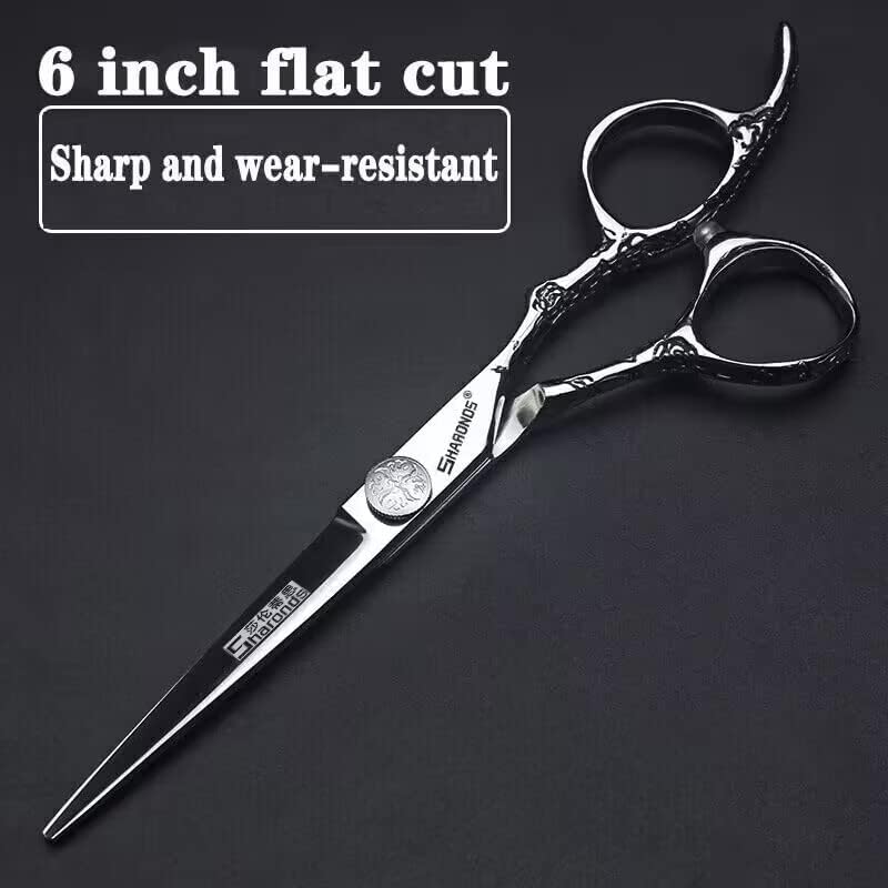 6/7-Inch Professional Hair Scissors Haircut Rose Pattern Hair Scissors Styling Tools Japanese Stainless Steel Scissor Set (6-inch -3pc)