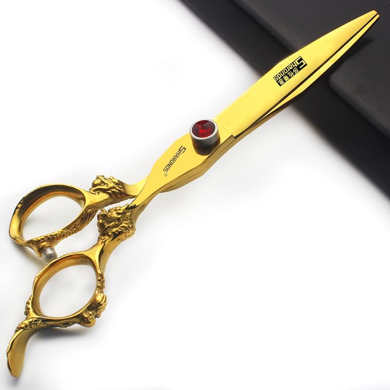 6 inch /7 inch salon professional salon scissors salon hairdresser hair cutting hairstyle pruning tools Japan 440c high hardness stainless steel golden (7 inch 2pc-B)