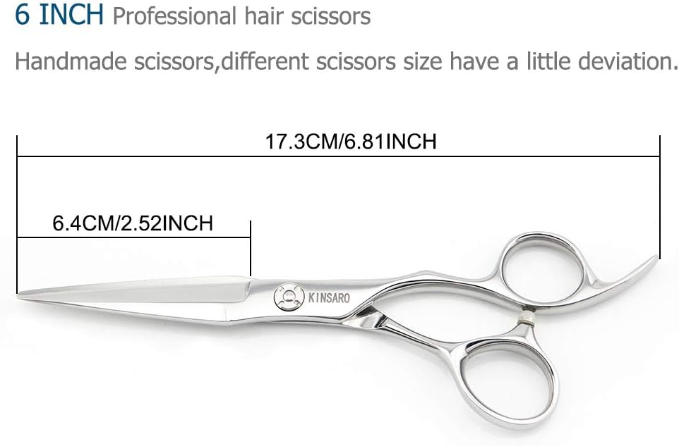 6" Hair Cutting Scissors to Cut Hair Cutting Shears Professional Haircut Hairdresser Scissors 440C KINSARO for Hairdresser Barber or Home Use