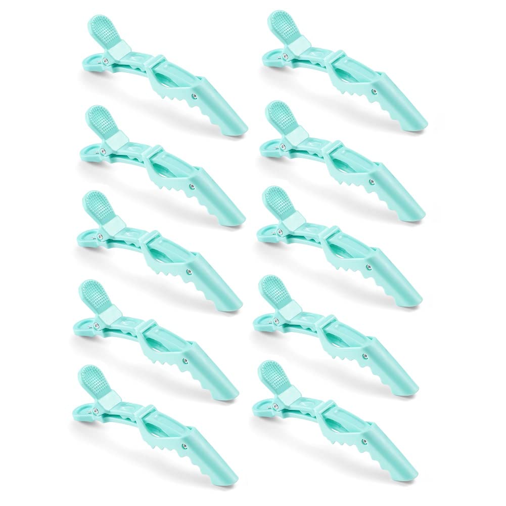 10pcs/set Multicolor Croc Clips Transparent Plastic Hairdresser Clip Hair Styling Sectioning Barrettes Professional Non Slip Alligator Clips Salon DIY Accessories Hairpins (10pcs-Cyan)