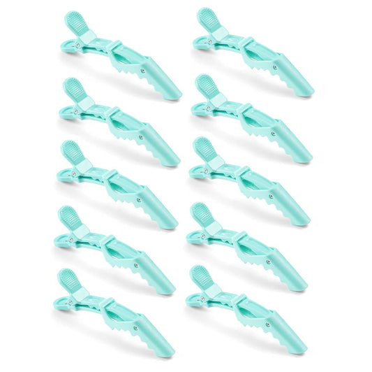10pcs/set Multicolor Croc Clips Transparent Plastic Hairdresser Clip Hair Styling Sectioning Barrettes Professional Non Slip Alligator Clips Salon DIY Accessories Hairpins (10pcs-Cyan)