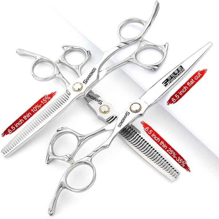 6.5-inch Sharonds hair clippers, professional Japanese 440C scissors, efficient scissors, scissors, comb adjuster (6.5 inch -3 pieces-A)