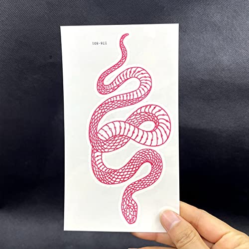 3 Sheets Yeahgoshopping Realistic Big Size Red Snake Waterproof Temporary Tattoo Stickers For Women Men Body Art Waist Decals Fake Tattoo