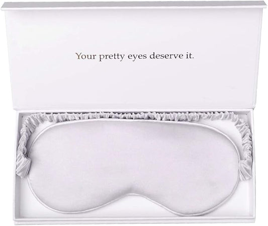 Silk Sleep Mask Light Blocking Luxury 100% Mulberry 19mm Silk Eye Mask Eye Cover Blindfold Ultra Soft Light & Comfy Anti Aging Skin Care with Travel Bag Gift Package