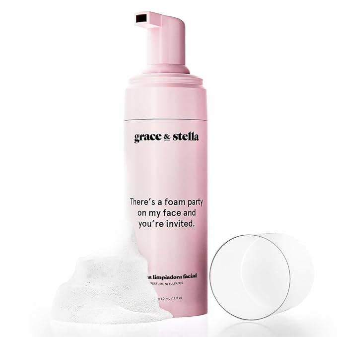 grace & stella Award Winning Foaming Facial Cleanser (60ml) - Sensitive Skin Face Wash - Vegan Foaming Cleanser - Limpiador - Hydrating - Face Wash Sensitive Skin - For Dry Skin