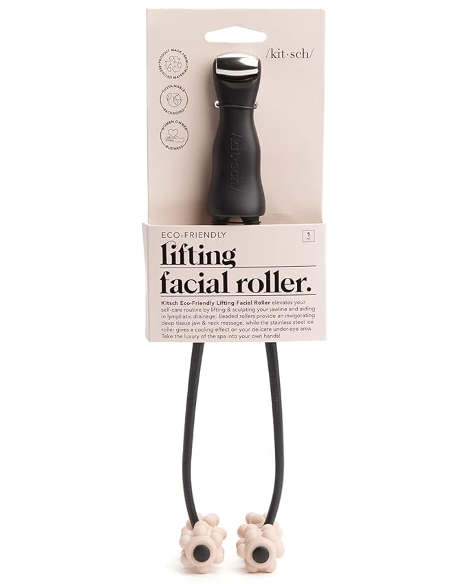 Kitsch Facial Lifting Roller for Wrinkles & Firming, 2-in-1 Eye & Face Massager Tool, Lymphatic Drainage Massager Rollers, Skin Roller for Face, Facial Rollers, Jawline Sculpting & Neck Lifting