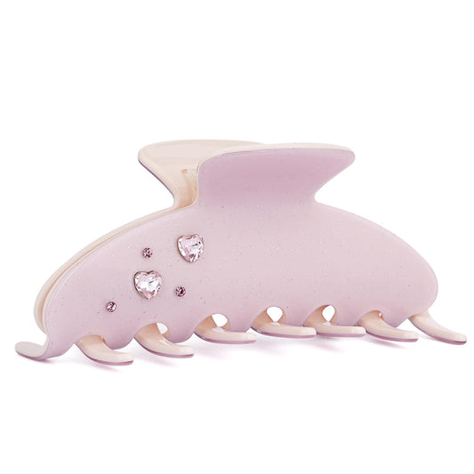 MAORULU Cute Claw Clip for Women – 4'' Large Acetate Hair Clips for Thick Thin Curly Long Hair, Rhinestone Jaw Clip Non-slip Hair Clamps, Strong Hold, Stylish French Design (Pink Rhinestone Clips)