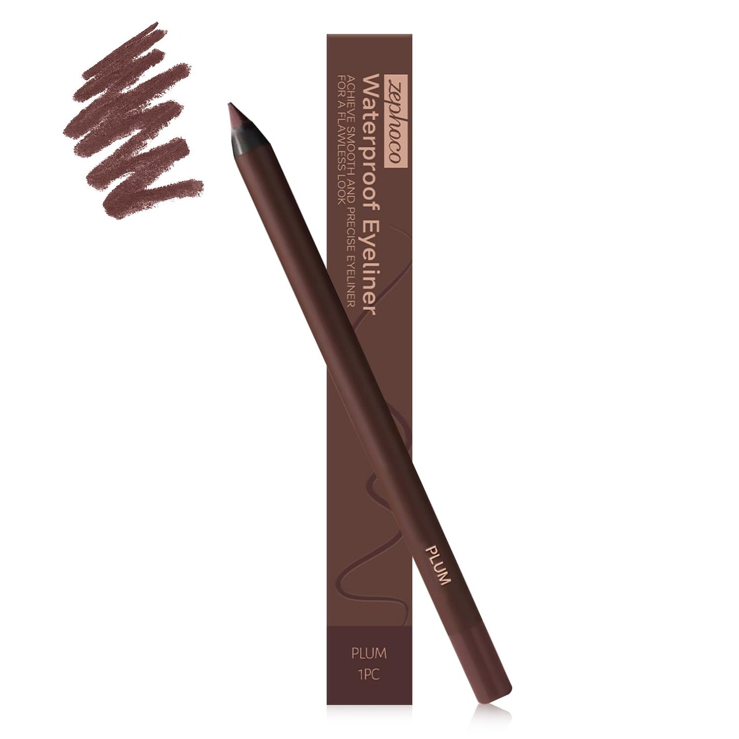 24 Hr Waterproof Eyeliner Duo Sharpenable Eye Pencil, 2025 New Persona Eyeliner Pencil Waterproof, No Smudging, No Fading, Long-Wearing, Smooth and Easy To Color (Plum)