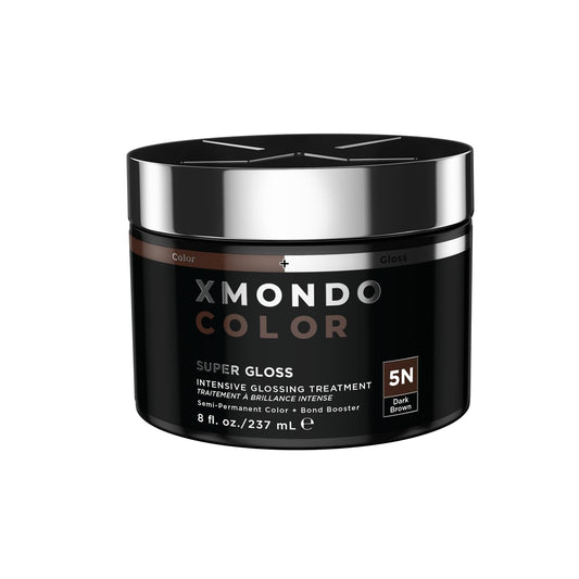 XMONDO Color 5N Dark Brown Color Depositing Mask & Glossing Treatment Infused with Bond Boosters for Nourishment, Revitalize & Repair, Vegan Formula, 8 Fl Oz