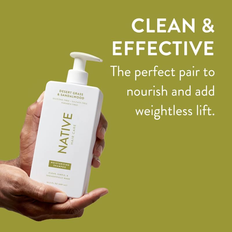 Native Desert Grass & Sandalwood Shampoo and Conditioner Contain Naturally Derived Ingredients | All Hair Types, Color & Treated, Fine to Dry Damaged, Sulfate & Dye Free - 2-Pack