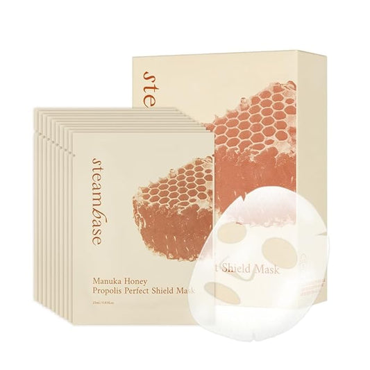 Manuka Honey Propolis Perfect Shield Mask | Face Sheet Mask | Hydrating, Anti-Aging, Cooling, Elasticity, Fine Lines Repair | Facial for Dry and Sensitive Skin | Korean Skin Care | 10 Sheets