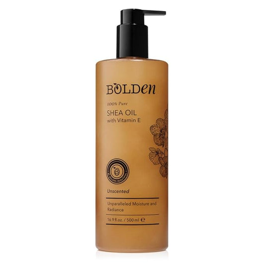 BOLDEN SHEA OIL with Vitamin E | 100% Natural | Unparalleled Moisture & Radiance for Skin & Hair | UNSCENTED | 16.9 Fl Oz