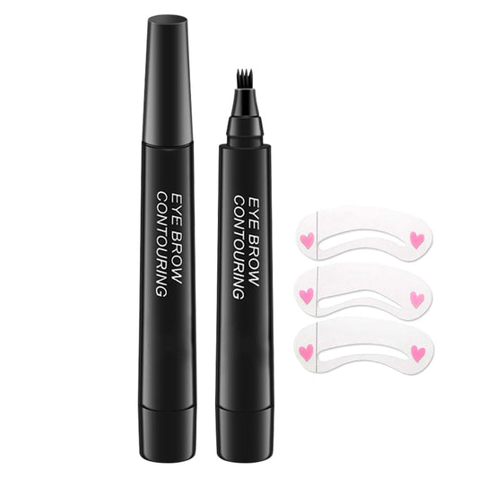 BINGBRUSH Eyebrow Ink Pencil by Brow Stylist -Micro 4 Point Brow Pen Lift & Snatch 2 Eyebrow Pen Kits with 3 Eyebrow Stencil Long-Lasting Waterproof Natural Eyebrow Hair (B-2Pc 05# Black)