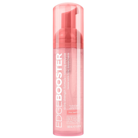 Style Factor EDGE BOOSTER Extra Strength Setting Mousse – Frizz Control, Extra Volume, and Conditioning – 6.4oz Pink Sapphire Mousse for Curly Hair