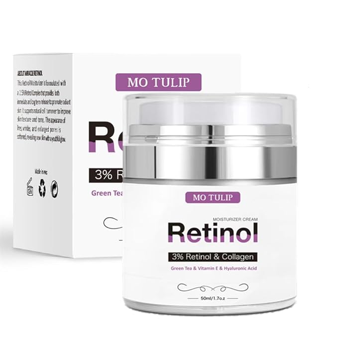 MO TULIP Face Cream with Retinol, Collagen & Hyaluronic Acid – Face & Neck Firming Moisturizer for Wrinkles, Hydration & Lifting – Day/Night Cream for Women & Men (1.7 fl.oz)