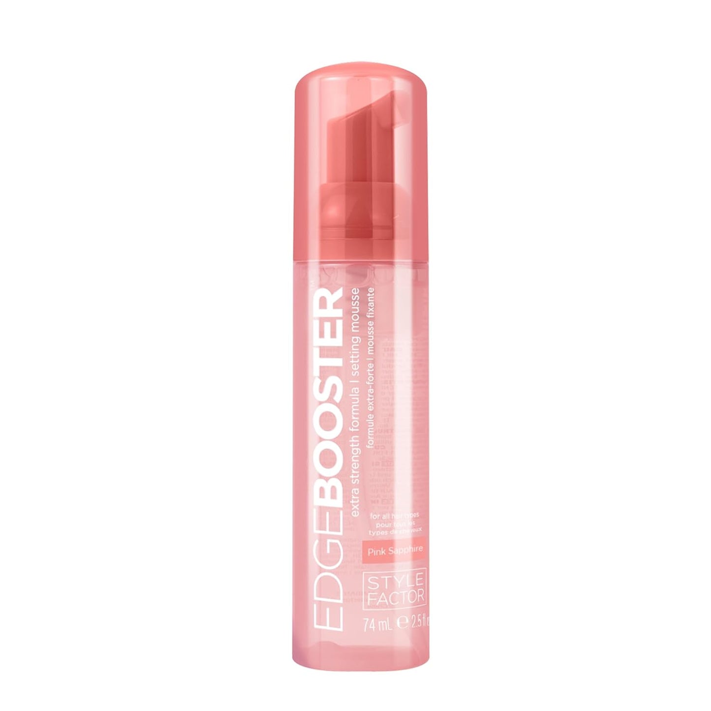 Style Factor EDGE BOOSTER Extra Strength Setting Mousse Travel Size – Frizz Control, Extra Volume, and Conditioning – 2.5oz Pink Sapphire Mousse for Curly Hair
