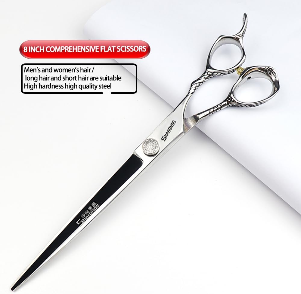 6/7/8 Inch Professional Hairdressing Scissors Barber Rose Pattern Hair Stylist Shears Styling Tool Japanese Stainless Steel Clippers (8-in cutting scissors)