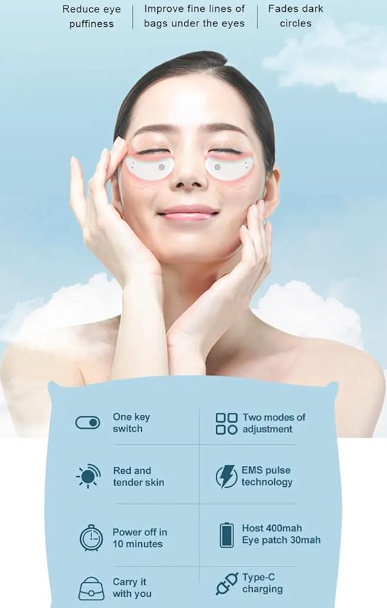 Red Light Therapy Eye Patches for Dark Circles, Tired Eyes, Puffiness, Eye Wrinkles & Eye Bags. Anti-Aging Eye Pods, Inflammation Gadget for Eyes with Red Light Therapy., White