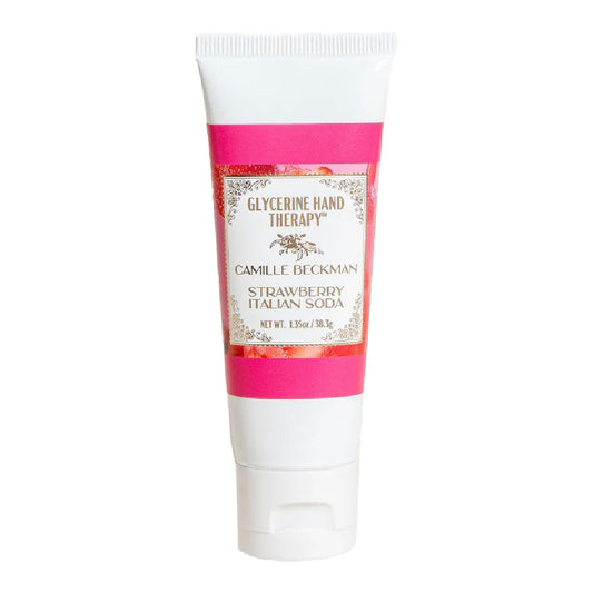 Camille Beckman Glycerine Hand Therapy Cream, Strawberry Italian Soda, Ultra Moisturizing Hand Cream for Dry, Cracked Hands, Non-Greasy, Paraben-Free, Made in USA,1.35 Ounce