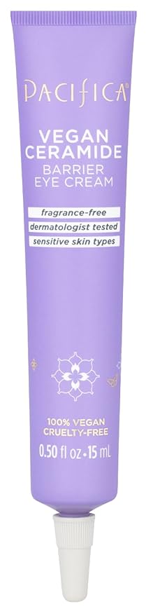 Pacifica Vegan Ceramide Barrier Eye Cream – Hydrating Under Eye Moisturizer for Dry, Sensitive Skin, Fragrance-Free Treatment for Dark Circles, Puffiness & Fine Lines Dermatologist Tested Clean Beauty