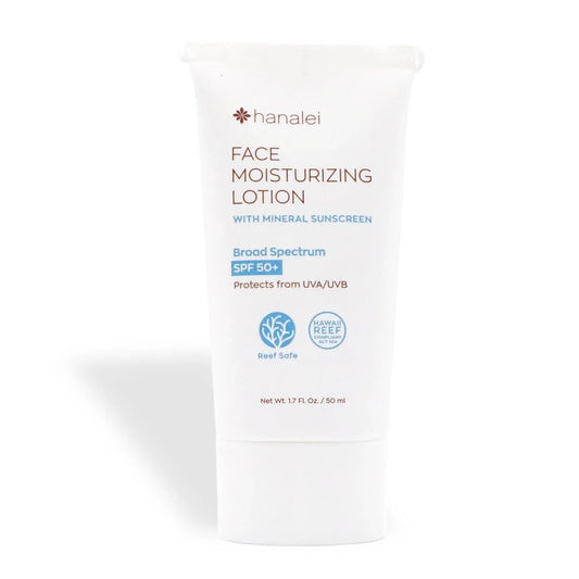 Hanalei Mineral Sunscreen Face Moisturizer SPF 50 – Dermatologist Tested, Zinc Oxide, Vegan, Reef-Safe, Invisible Protection, No White Cast, 3-in-1 Hydrating Primer, Gentle for Sensitive Skin 1.7 oz