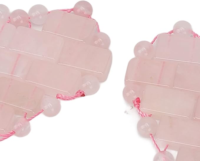 2Pcs Rose Quartz Eye Mask, Jadestone Eye Patch Reduce Facial Edema Relieve Eye Strain Heart Shaped Stone Eye Pad for Massage Facial Cooling Mask