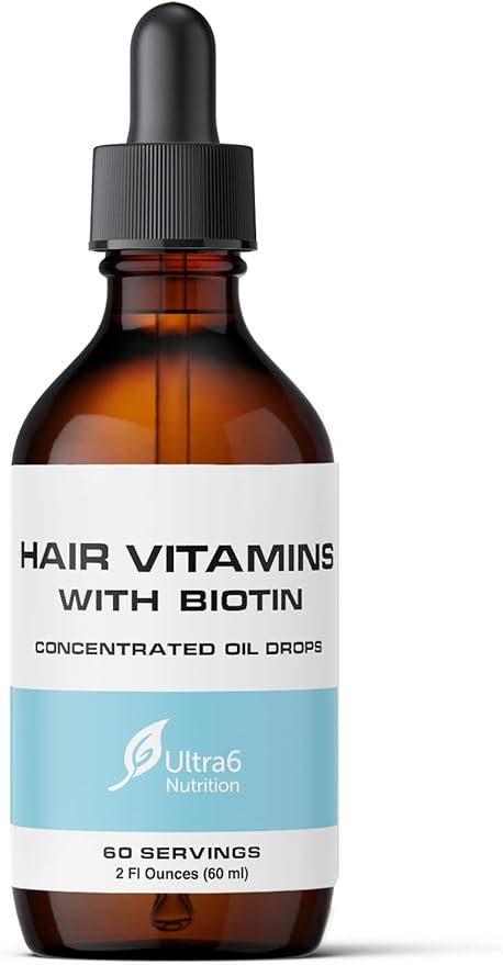 Liquid Biotin with Hair Vitamins - Vitamin C, E, B6 & Organic Coconut Oil - Liquid Biotin for Hair, Skin, Nails and Immunity Support