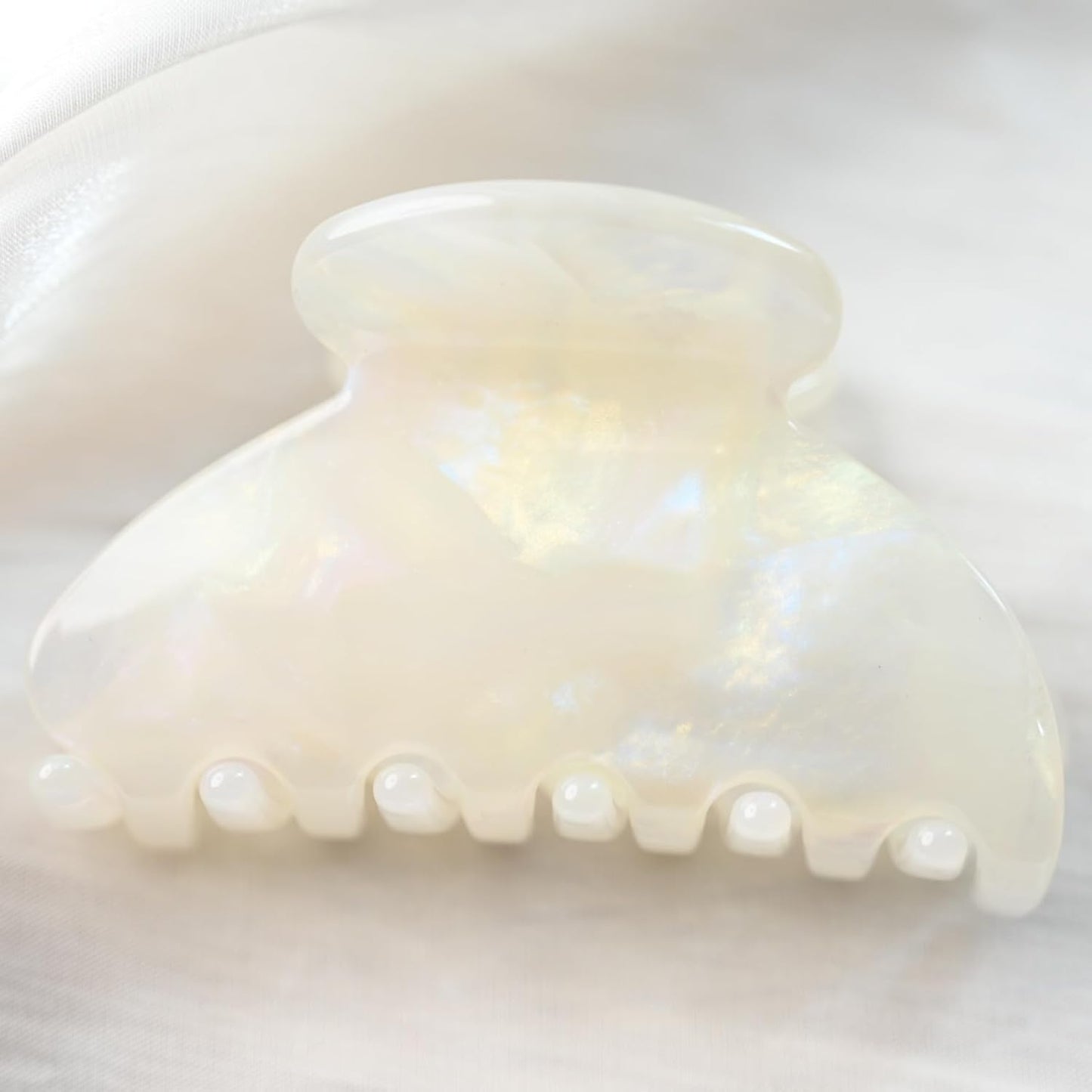 Handmade Celluloid Acetate French Design Barrettes Tortoise Shell Claws Hair Claw Luxury Fashion Accessories Hair Clip for Women (jade white)