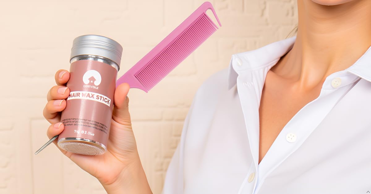 Hair Wax Stick Set & Slick Back Kit for Women – 7-in-1 Styling Tools with Hair Loop Styling Tool | Tames Flyaways, Frizz Control | Portable Hair Sticks (Pink)