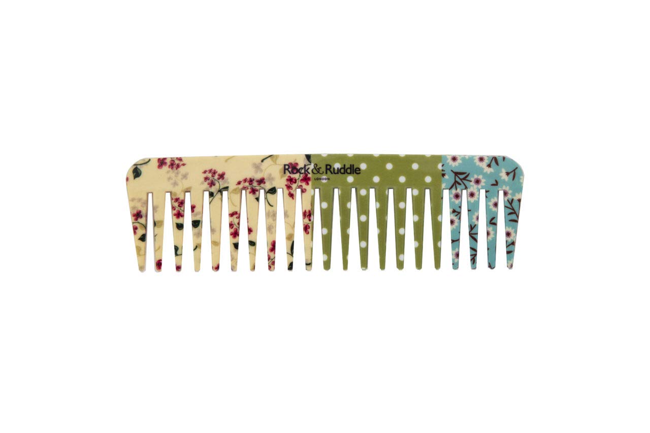 Rock & Ruddle Wide Tooth Comb. Perfect for Detangling Wet Hair and Applying Hair Color. Pink Blossom Design