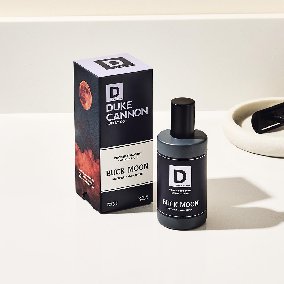 Duke Cannon Proper Cologne Buck Moon | Men's Eau de Parfum | Lime and Vetiver | Warm, Earthy, Long-Lasting Scent | 1.7 fl oz