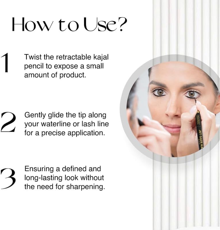 NOURISH MANTRA Jet Gaze Kajal Urban Rani - Combo - Black & Black 0.35g/ with Almond Oil, Argan Oil & Vitamin E/Intense Pigmentation/Smudge Proof/Water Proof/Long Lasting