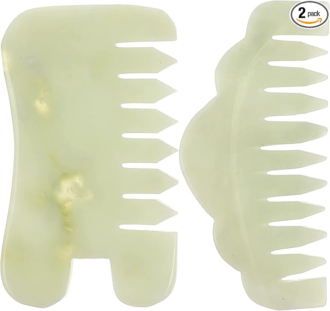 Healifty Massage Comb 2Pcs - Guasha Scalp Comb, Handheld Gua Sha Scraping Massage Tool for Head Caring (Green)