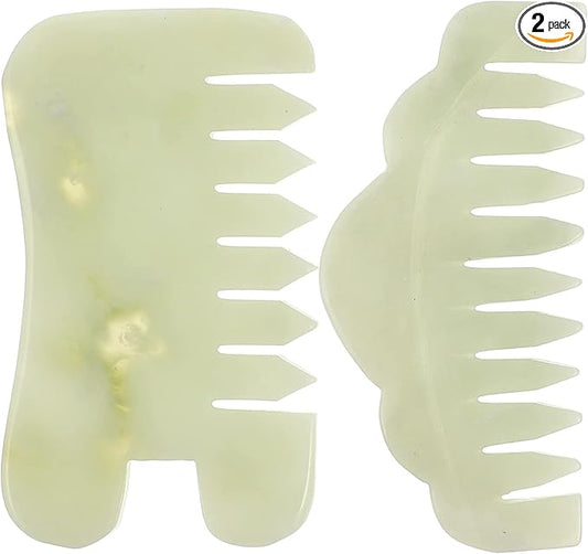 Healifty Massage Comb 2Pcs - Guasha Scalp Comb, Handheld Gua Sha Scraping Massage Tool for Head Caring (Green)