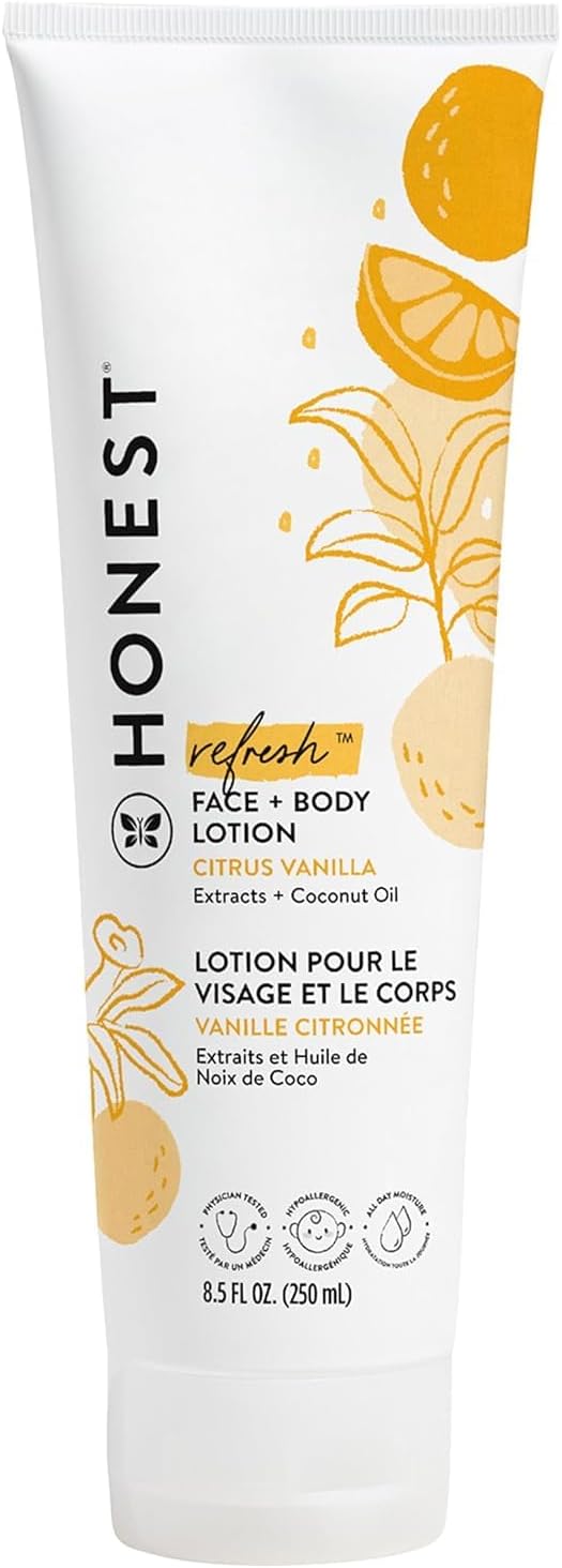 The Honest Company Hydrating Face and Body Lotion Fast Absorbing Naturally Derived Hypoallergenic Citrus Vanilla Refresh 8.5 fl oz