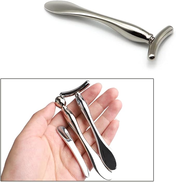 3 Pcs Metal Eye Cream Applicator Tool, Eye Roller Massage Sticks and Makeup Cream Spoon, Facial Massager for Reducing Puffiness Wrinkle Dark Circles