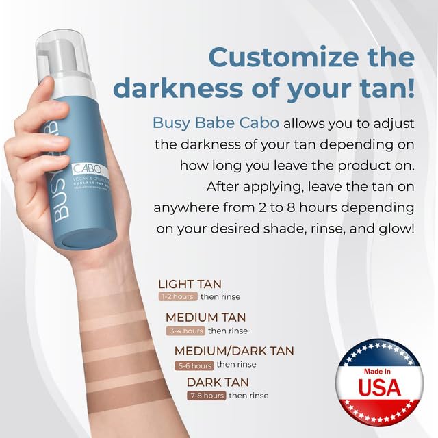 CABO Tanning Mousse Self Tanner - Achieve a Gorgeous, Flawless Tan, Sun-Kissed Glow for All Skin Types and Tones, Sunless Tanning Mousse for Undertone (DARK BRONZE 200ml)