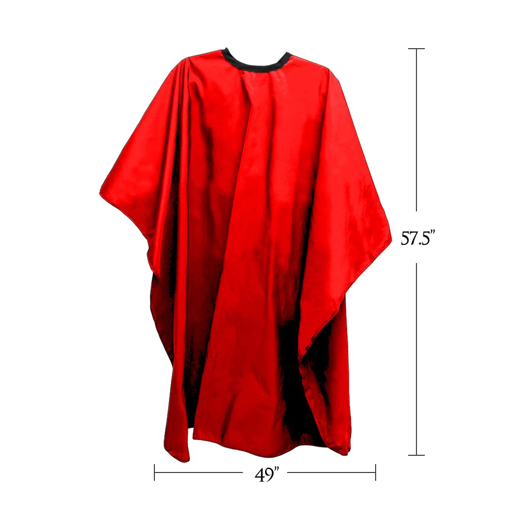 Betty Dain Lightweight Crinkle Nylon Hair Cutting/Styling Cape, Water Resistant, Ultra Lightweight Crinkle Antron Nylon, Repels Hair, Neck Snap Closure, Generous 54 x 60 Inch Size, Red