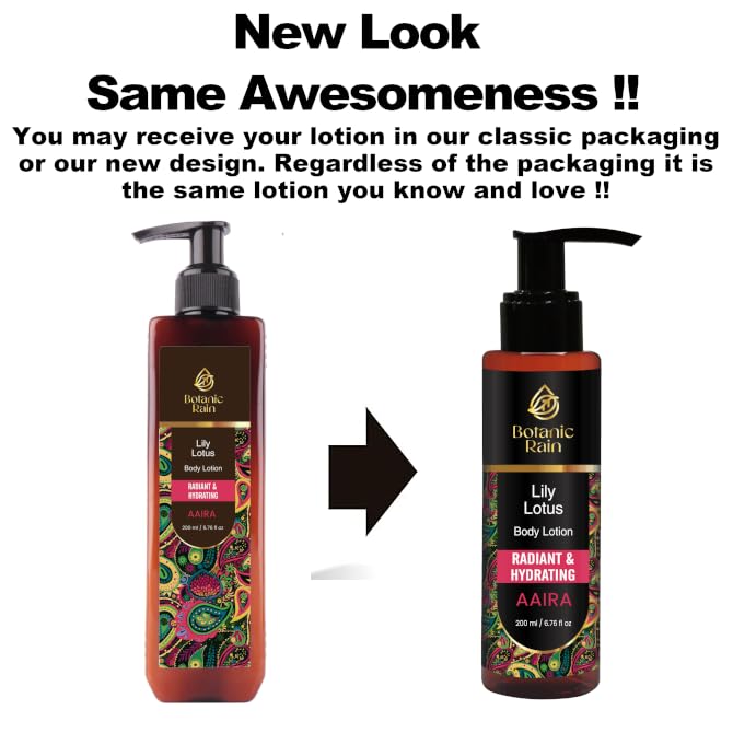 Organic Body Lotion For Crepey Skin Repair For Women, Natural Moisturizer With Lily & Lotus, Vegan and Ayurveda Products 6.76 fl oz (Pack of 2)