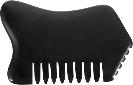 Facial Reflexology Tools Neck Massagers Jade Stone Massage Comb 1Pc - Guasha Scalp Comb, Handheld Scraping Massage Tool for Head Caring, Relax (Black) Facial Reflexology Tools Neck Massagers