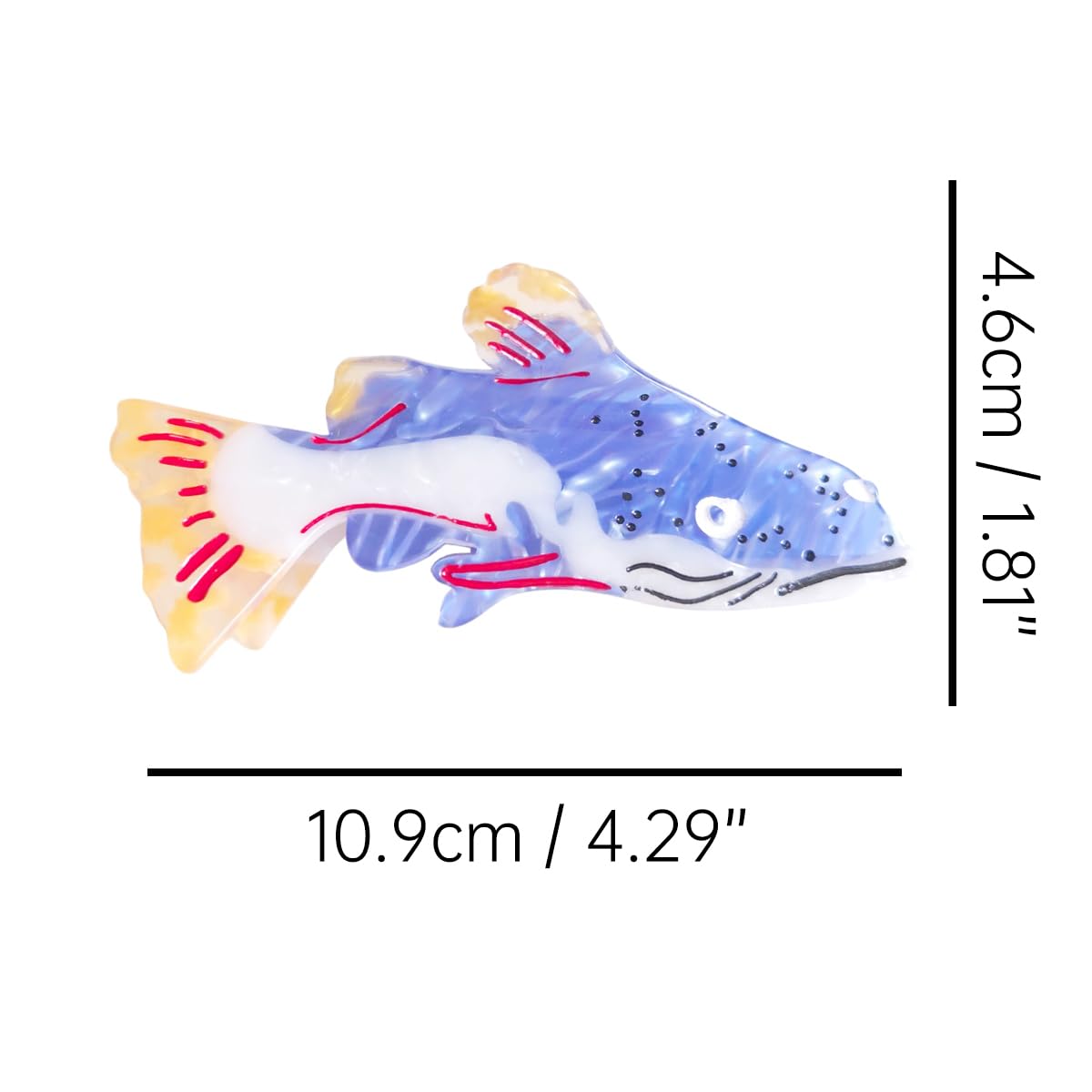 Fantasy Sea Blue Catfish Hair Clip,Acetate Claw Clips,Big Hair Clips for Women