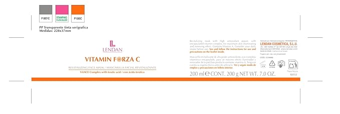 Lendan - Revitalizing Facial Mask Vitamin Forza C - 200 ml - Exfoliating and Hydrating Formula - Helps Improve Skin Texture - Helps Promote a Radiant Appearance - With AHA and Aloe Vera